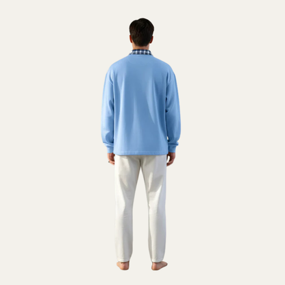 VogeLuxe | Men’s Relaxed Long Sleeve Polo Shirt
