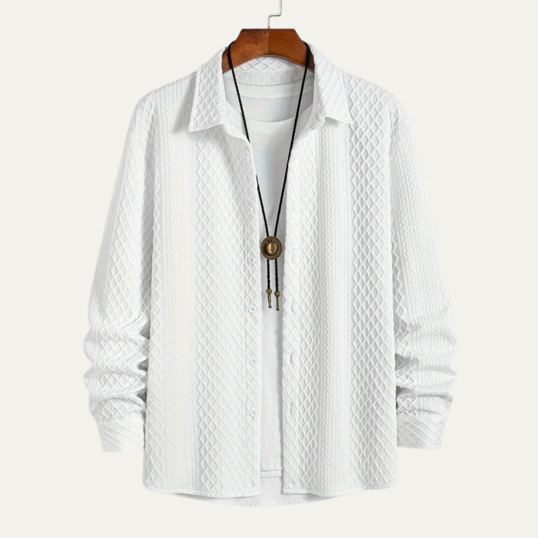 VogeLuxe | Men’s Embossed Waffle Texture Button Down Shirt