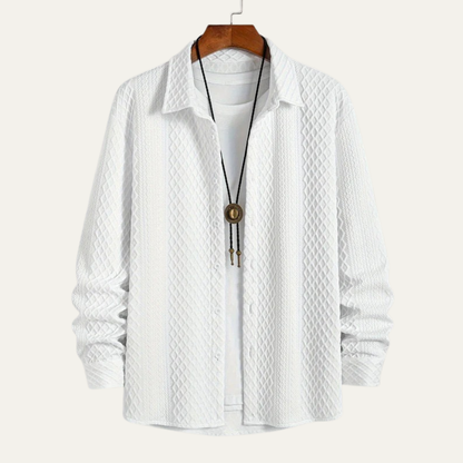 VogeLuxe | Men’s Embossed Waffle Texture Button Down Shirt