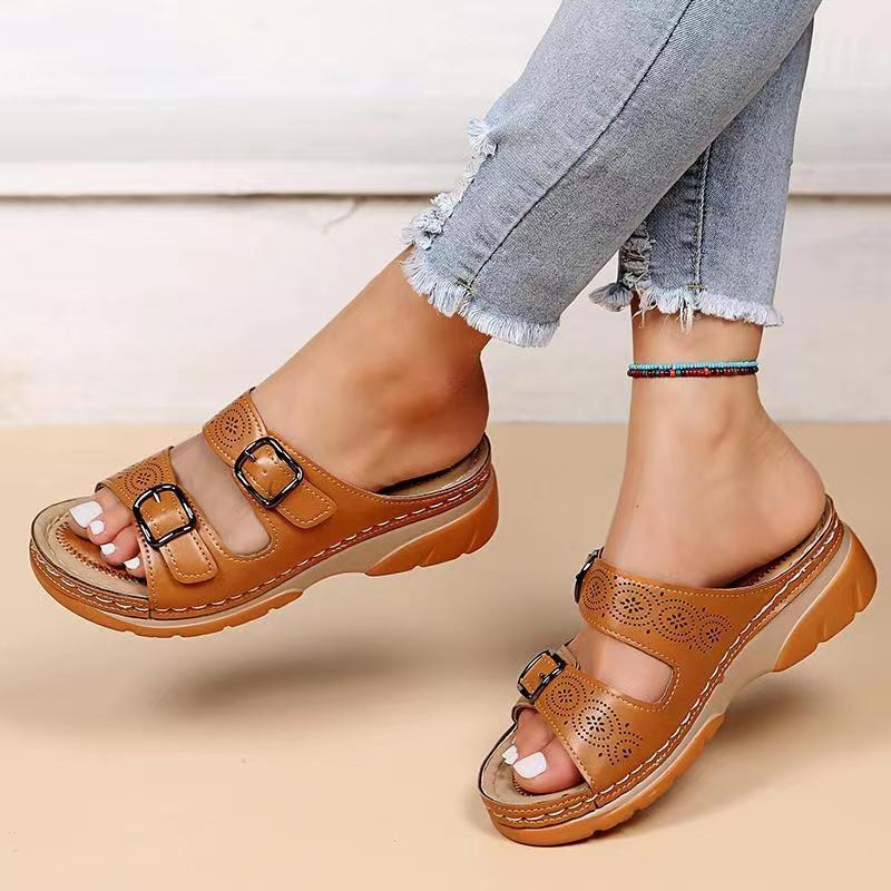 Comfortable Leather Orthotic Sandals - VogeLuxe