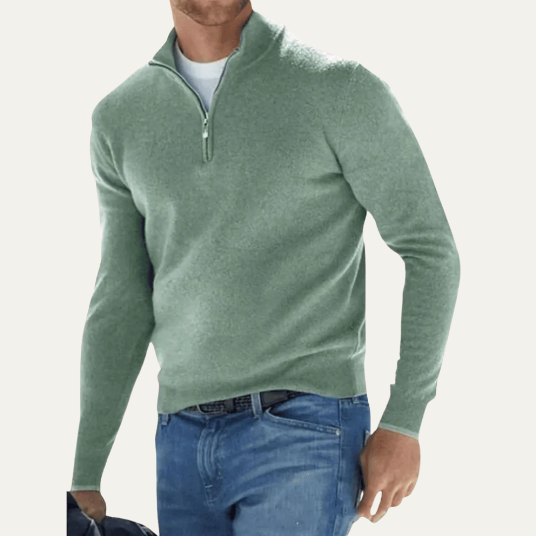 VogeLuxe | Men’s Minimalist Quarter Zip Long Sleeve Pullover