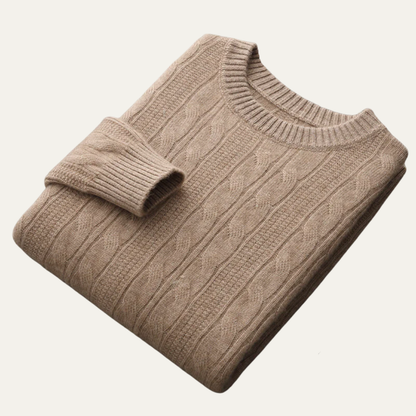 VogeLuxe | Men’s Classic Cable-Knit Crewneck Sweater