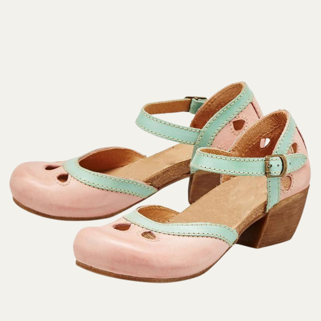 VogeLuxe | Women’s Closed Toe Block Heel Pump with Cutout Toe Detail