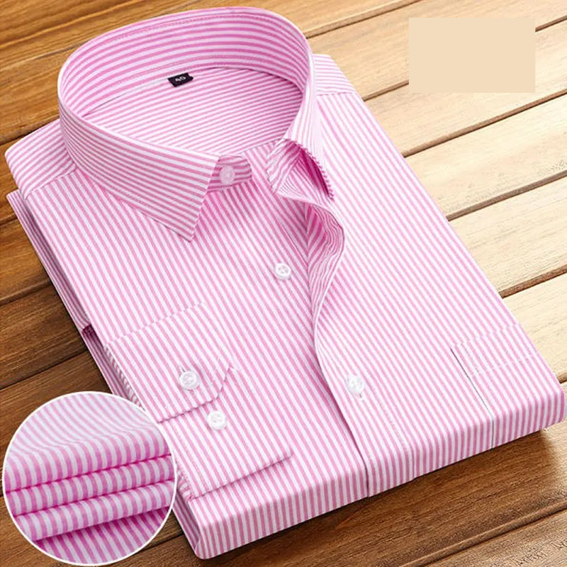 Classic Striped Men's Long Sleeve Dress Shirt