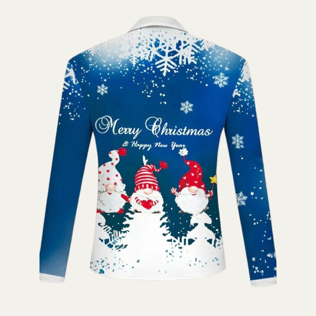 VogeLuxe | Men’s Christmas Quarter Zip Long Sleeve Polo Shirt