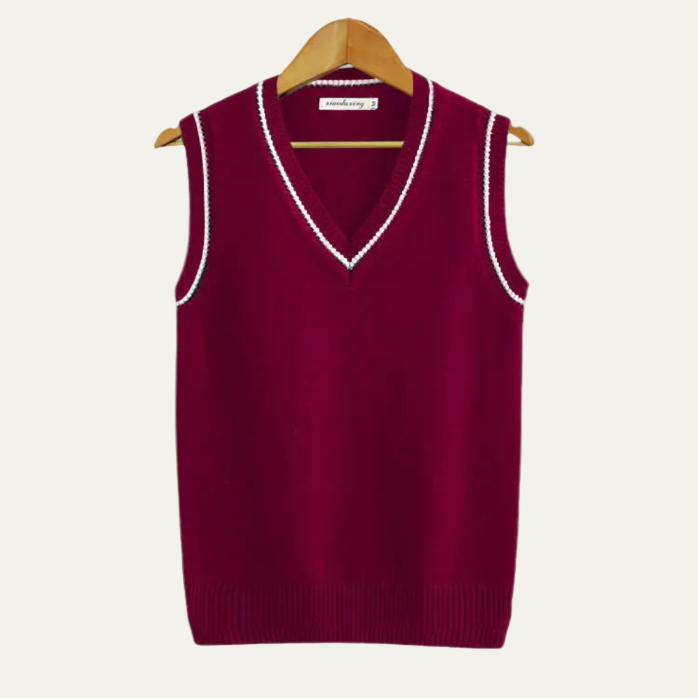VogeLuxe | Men’s Textured V Neck Striped Sweater Vest