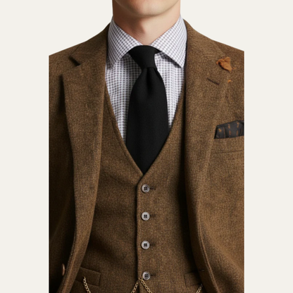VogeLuxe | Men’s Textured Tweed Three Piece Suit