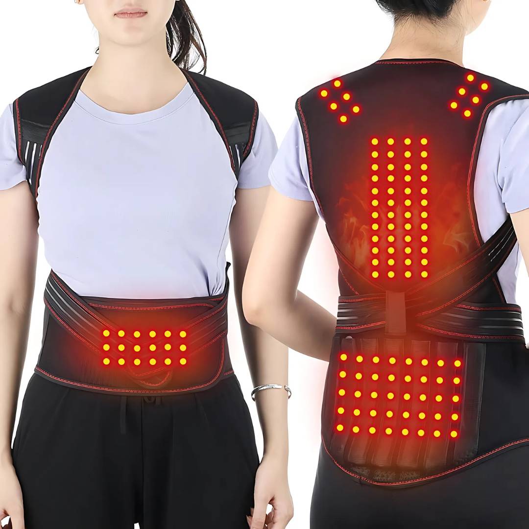 Comfortable Adjustable Heat Therapy Back Support Brace - VogeLuxe