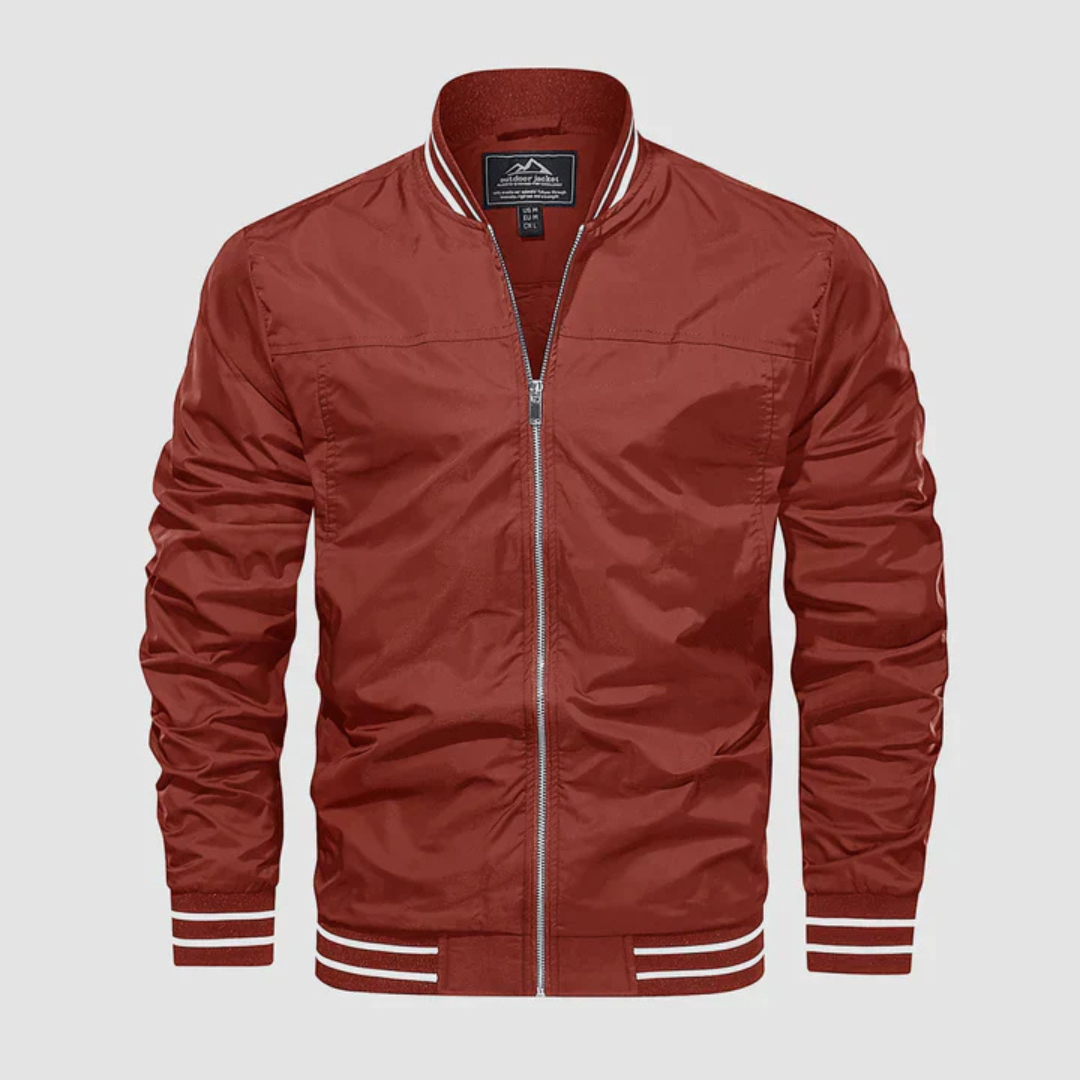 VogeLuxe | Men’s Classic Striped Trim Bomber Jacket