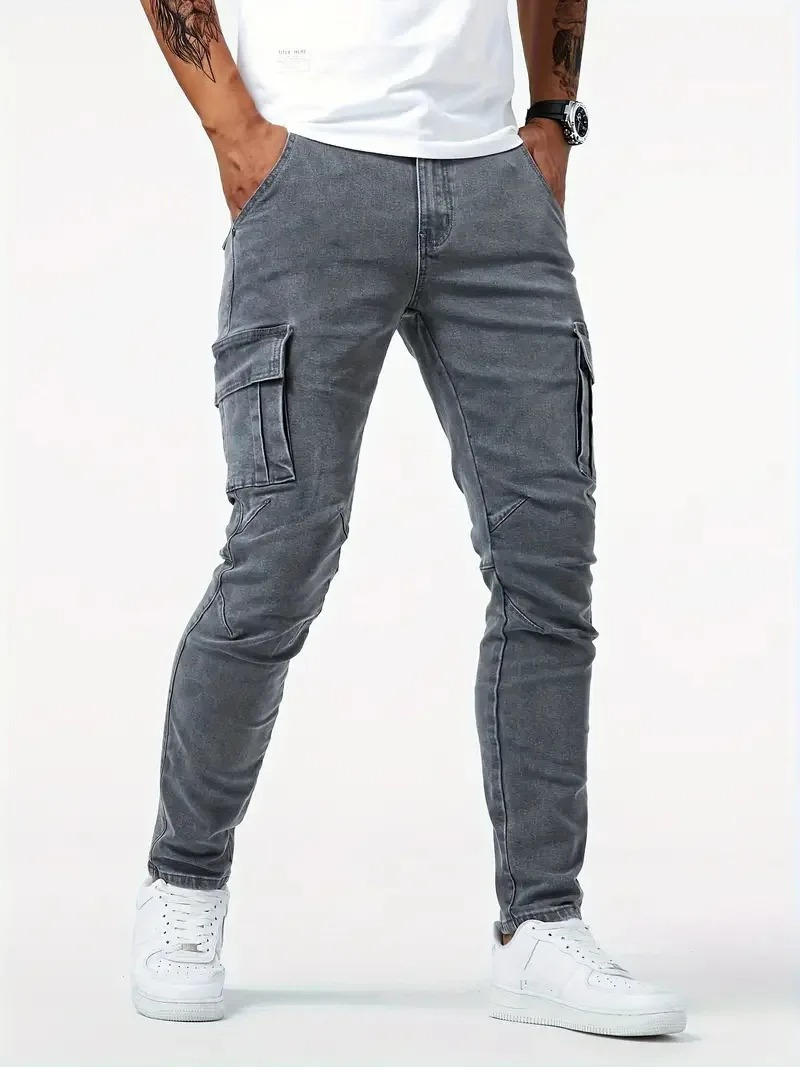 Men's Stylish Fitted Cargo Pants with Pockets