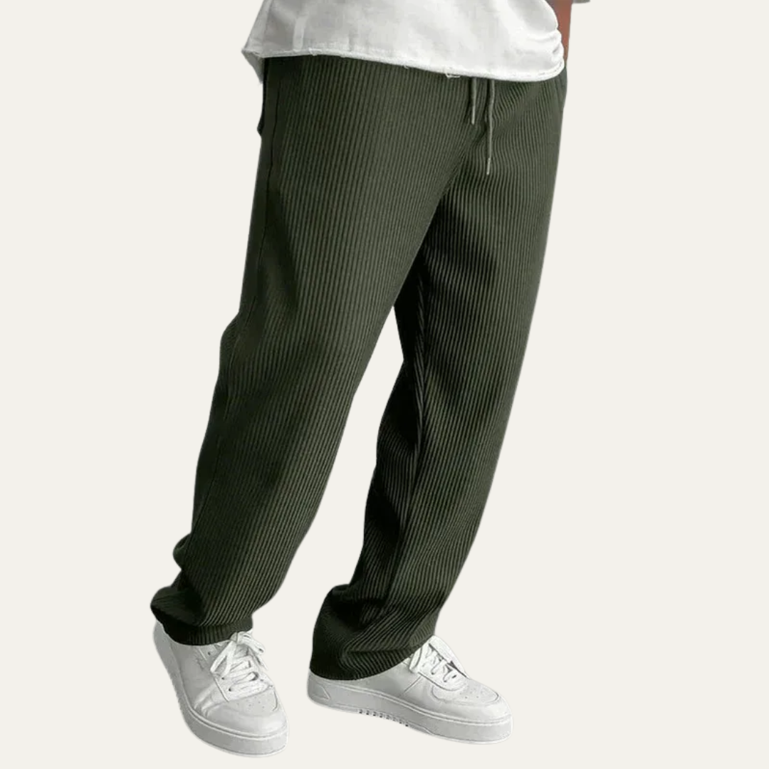 VogeLuxe | Men’s Wide Leg Rib Knit Lounge Trousers