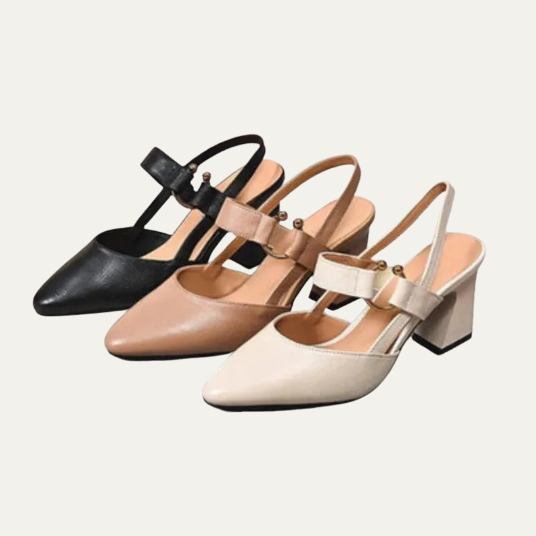 VogeLuxe | Women’s Pointed Toe Slingback Pumps with Block Heel