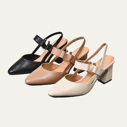 VogeLuxe | Women’s Pointed Toe Slingback Pumps with Block Heel