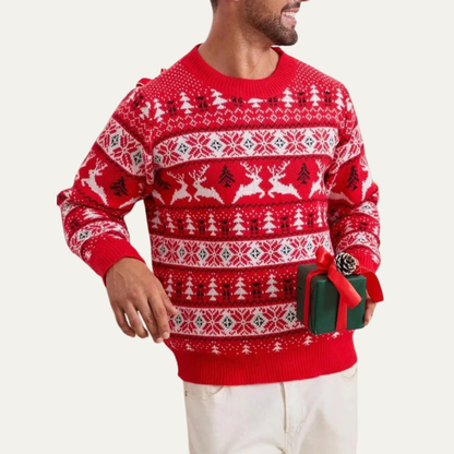 VogeLuxe | Men’s Festive Fair Isle Crewneck Knit Sweater