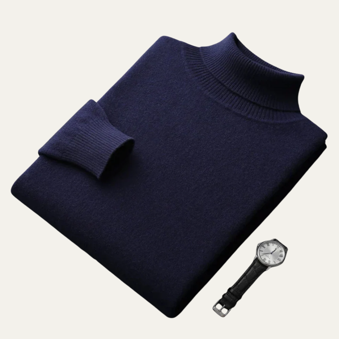 VogeLuxe | Men’s Smooth Knit Fitted Turtleneck Sweater