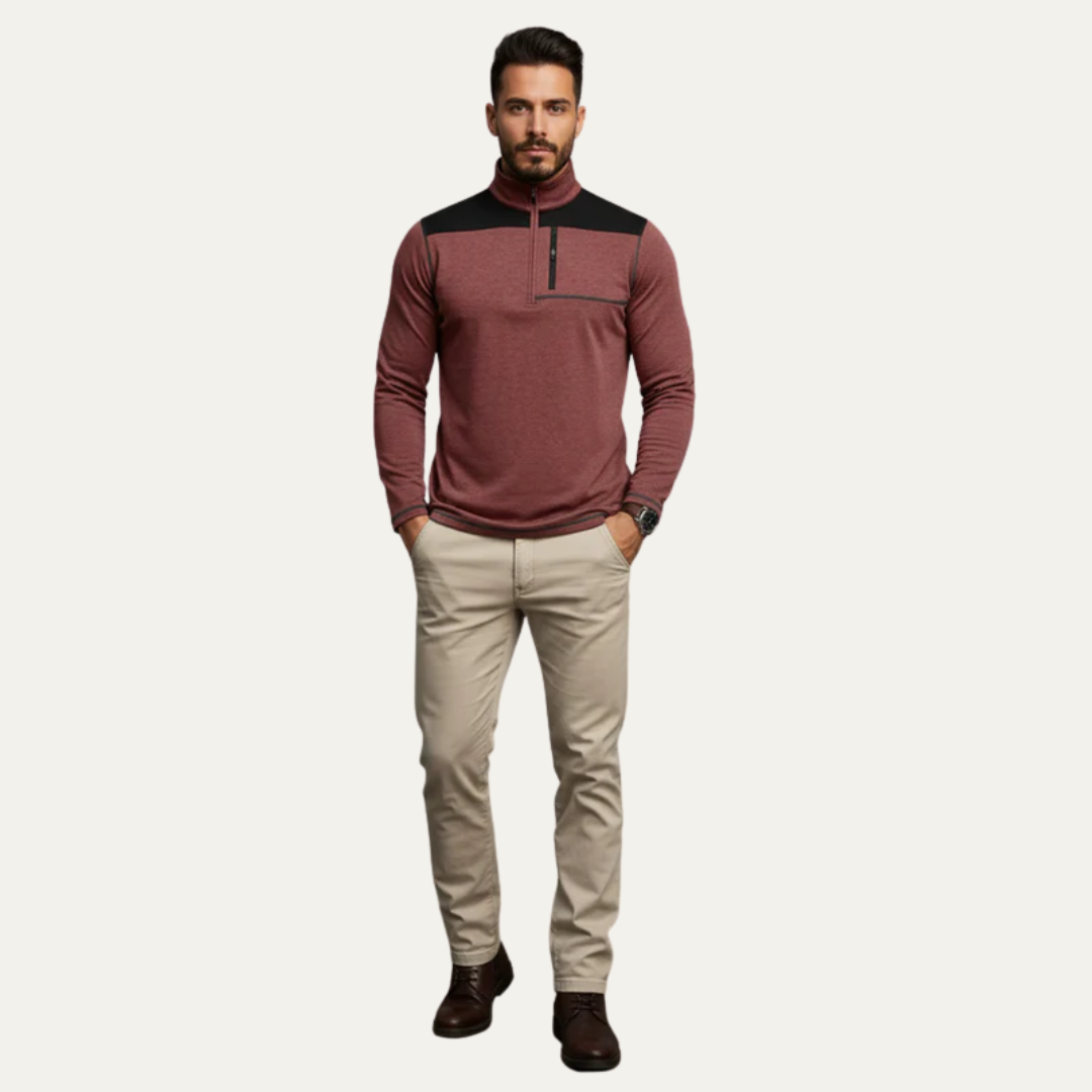 VogeLuxe | Men’s Quarter Zip Technical Pullover With Chest Pocket