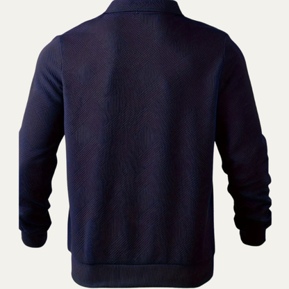 VogeLuxe | Men’s Textured Quarter Zipper Polo Sweater