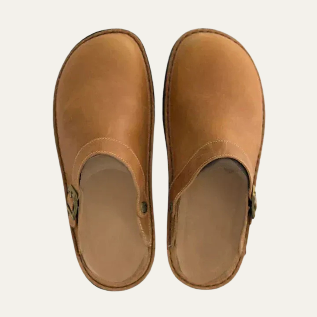 VogeLuxe | Men’s Leather Mule Style Clog with Adjustable Buckle