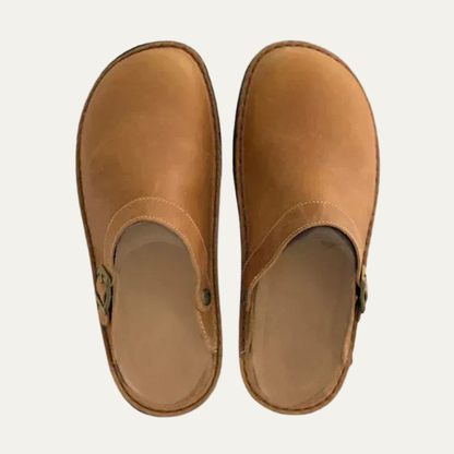 VogeLuxe | Men’s Leather Mule Style Clog with Adjustable Buckle
