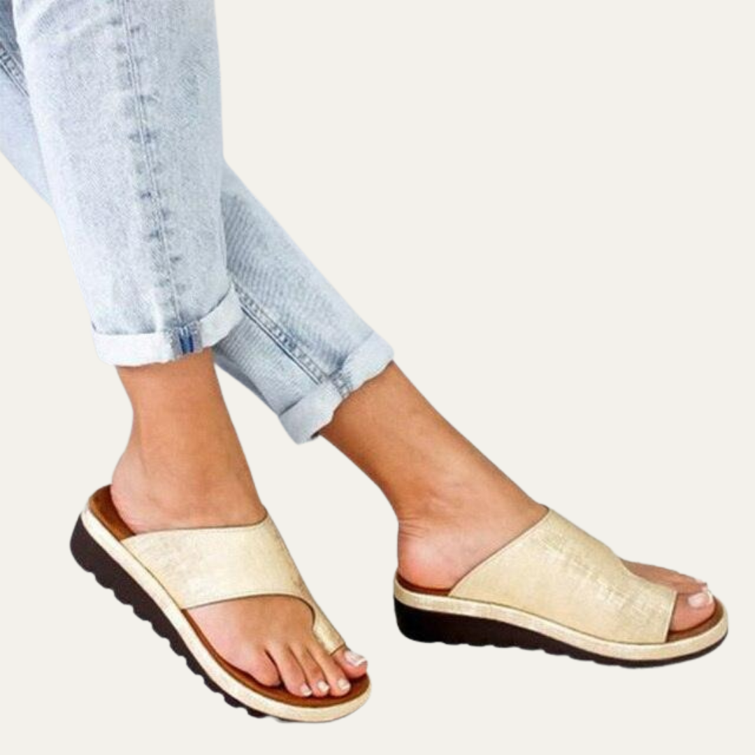 VogeLuxe | Women’s Minimalist Toe Loop Slide Sandal