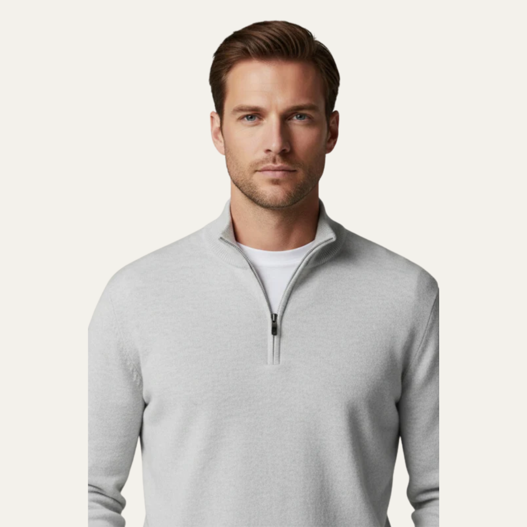 VogeLuxe | Men’s Fine Gauge Quarter Zip Pullover