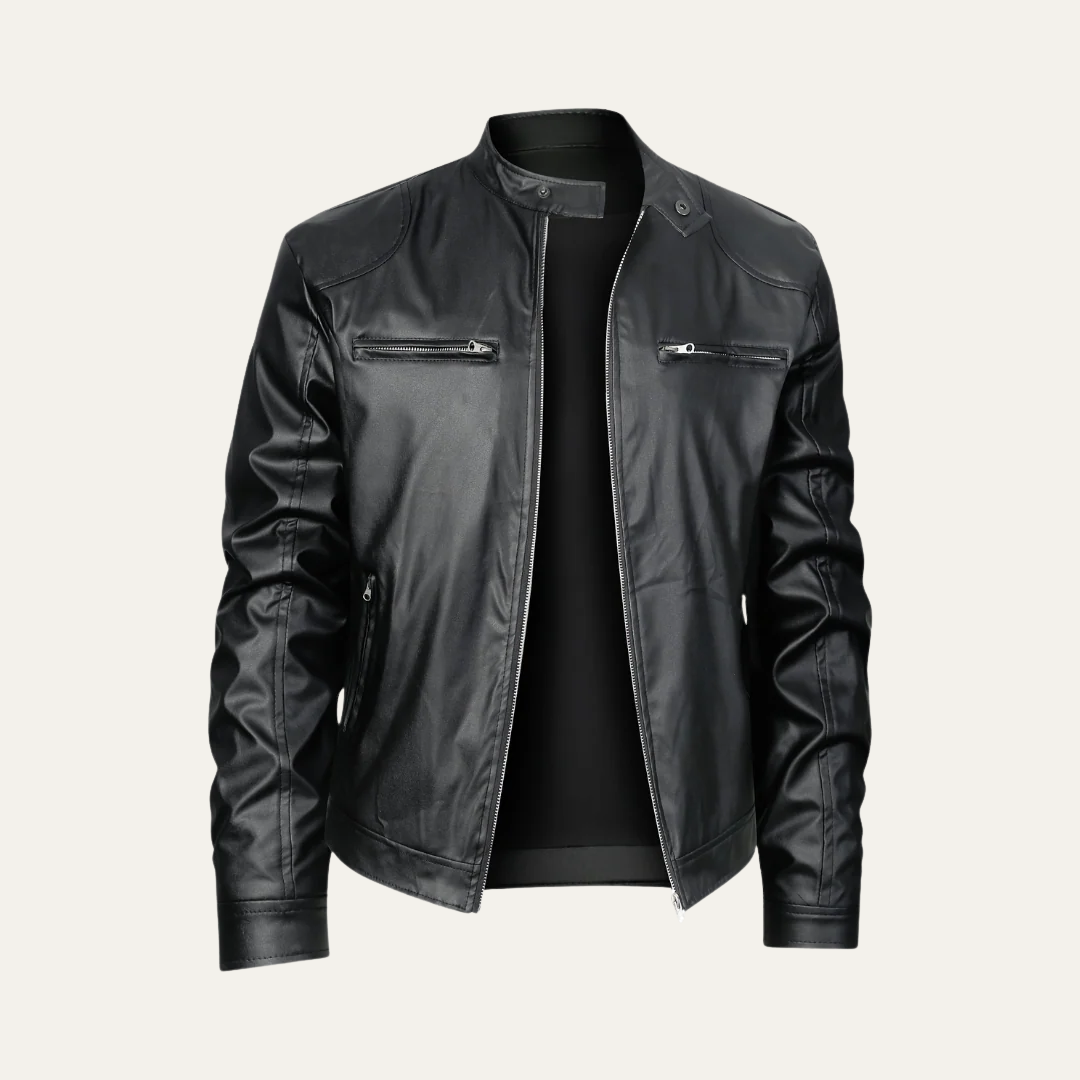 VogeLuxe | Men’s Fitted Leather Motorcycle Jacket