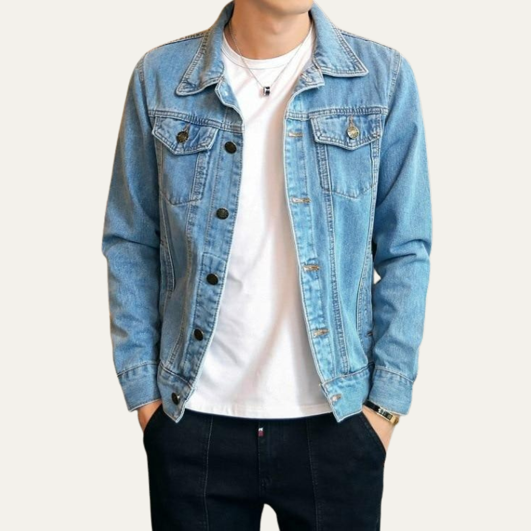 VogeLuxe | Men’s Classic Button Front Denim Trucker Jacket