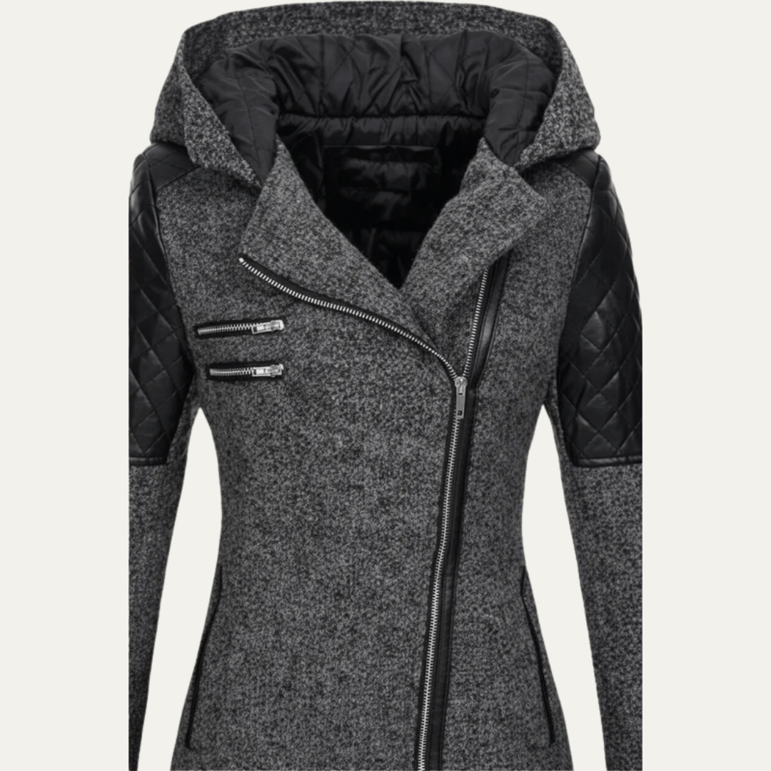 VogeLuxe | Women’s Mid-Length Moto Coat