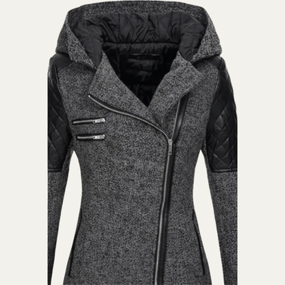VogeLuxe | Women’s Mid-Length Moto Coat