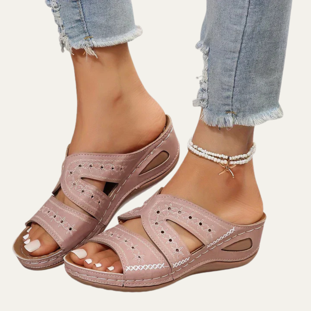 VogeLuxe | Women’s Casual Slip On Wedge Sandal with Contoured Footbed