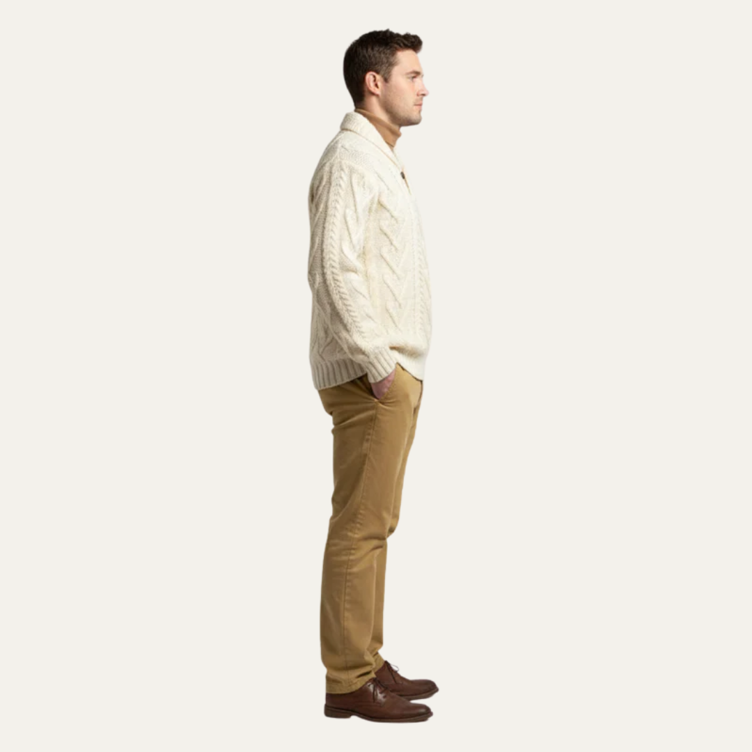 VogeLuxe | Men’s Shawl Collar Double Breasted Cable Knit Sweater