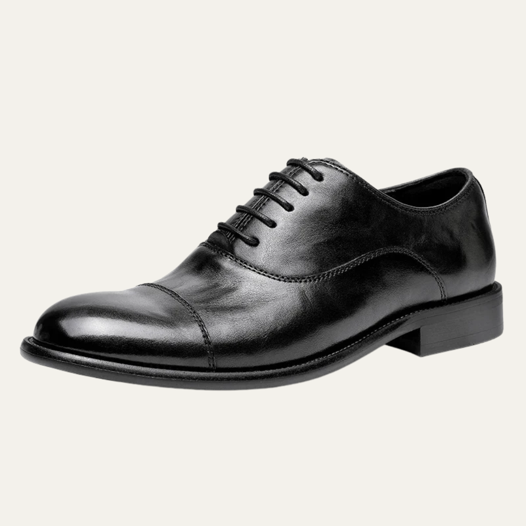 VogeLuxe | Men’s Burnished Leather Cap Toe Oxford Dress Shoes