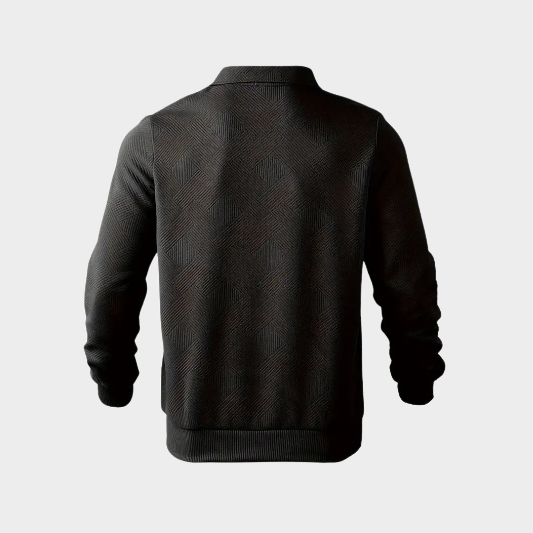 VogeLuxe | Men’s Quarter Zip Textured Knit Pullover
