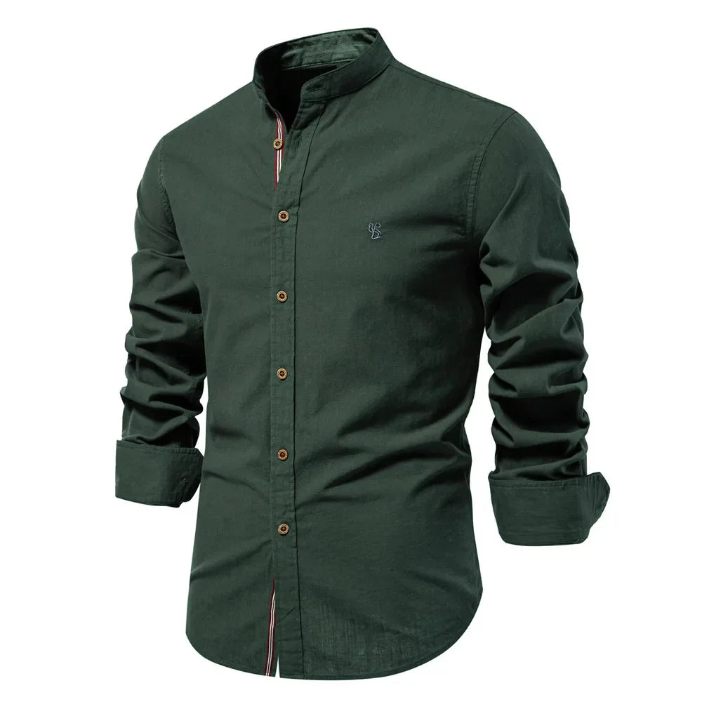 Classic Long Sleeve Men's Collar Button Shirt - VogeLuxe