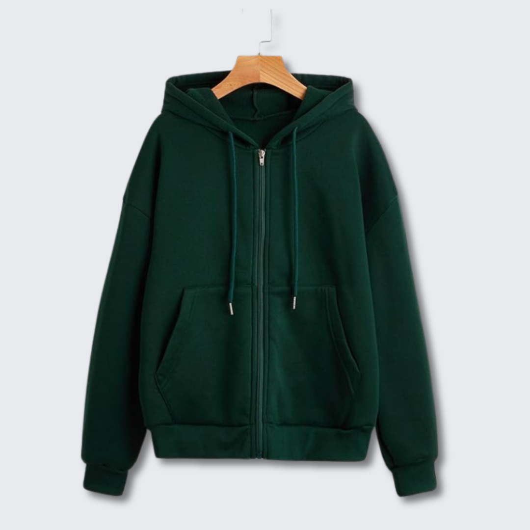 Women's Green Hooded Sweatshirt Soft Cozy Winter Wear
