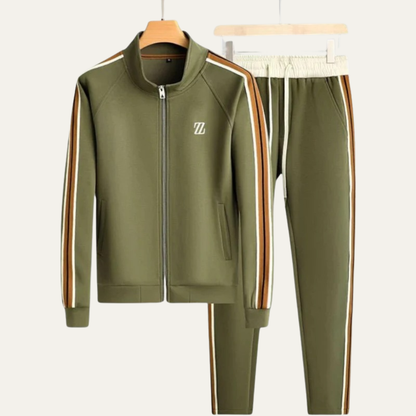 VogeLuxe | Men’s Stylish Leather-Trim Tracksuit Set