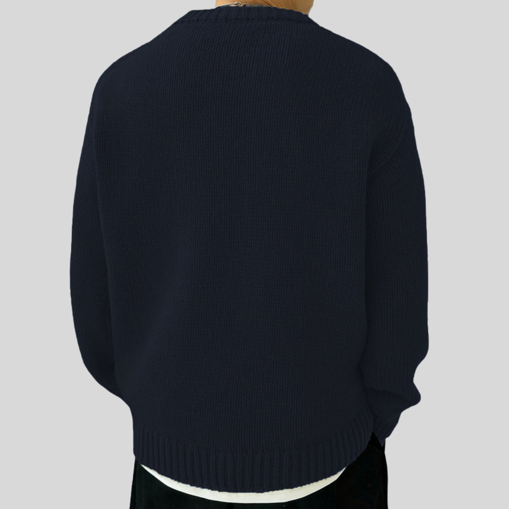 VogeLuxe | Men’s Oversized Heavy Rib Knit Crew Neck Sweater