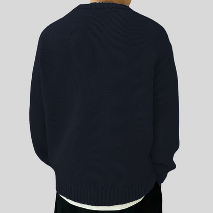 VogeLuxe | Men’s Oversized Heavy Rib Knit Crew Neck Sweater