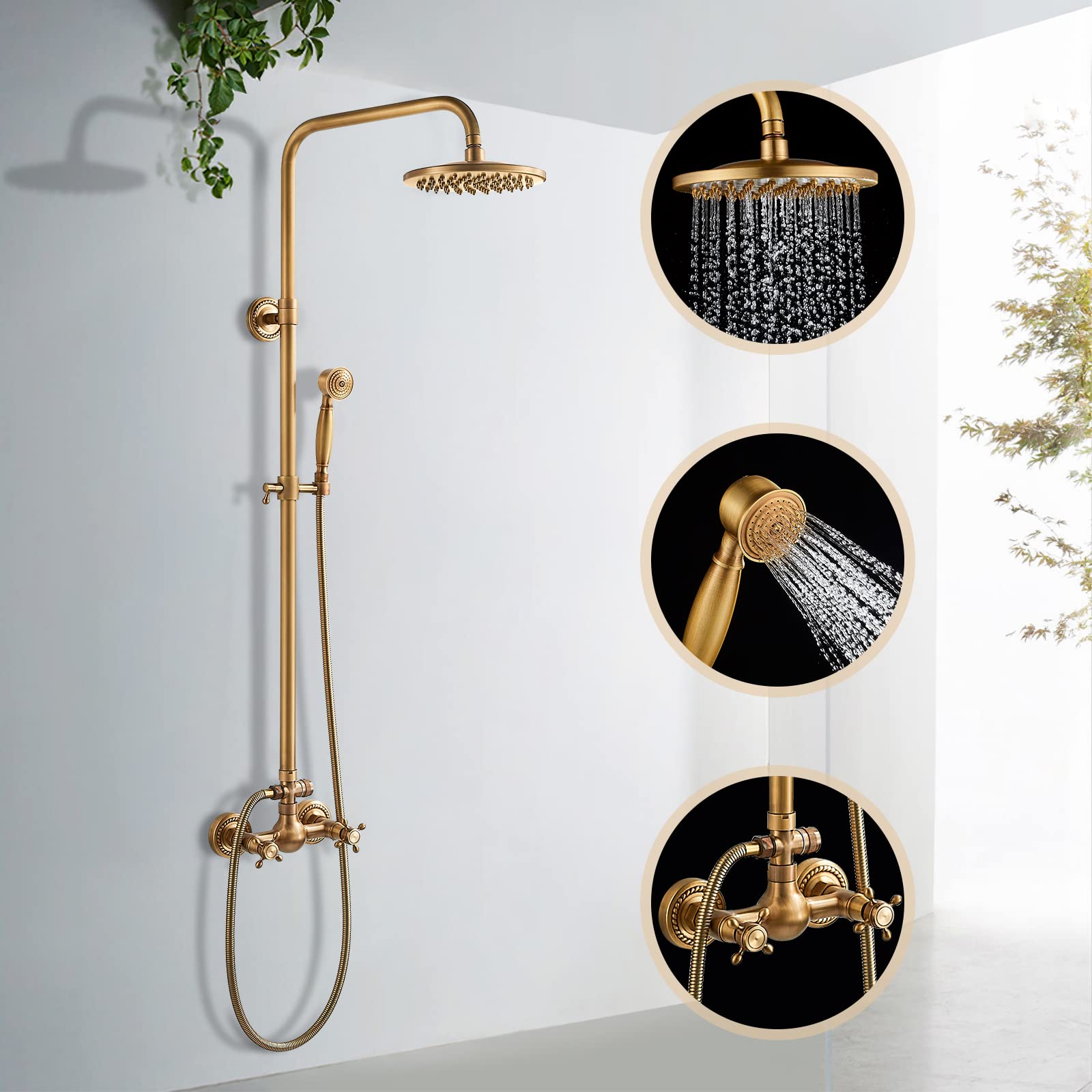 Luxury Gold Adjustable Wall Mount Shower Set - BritishElegance