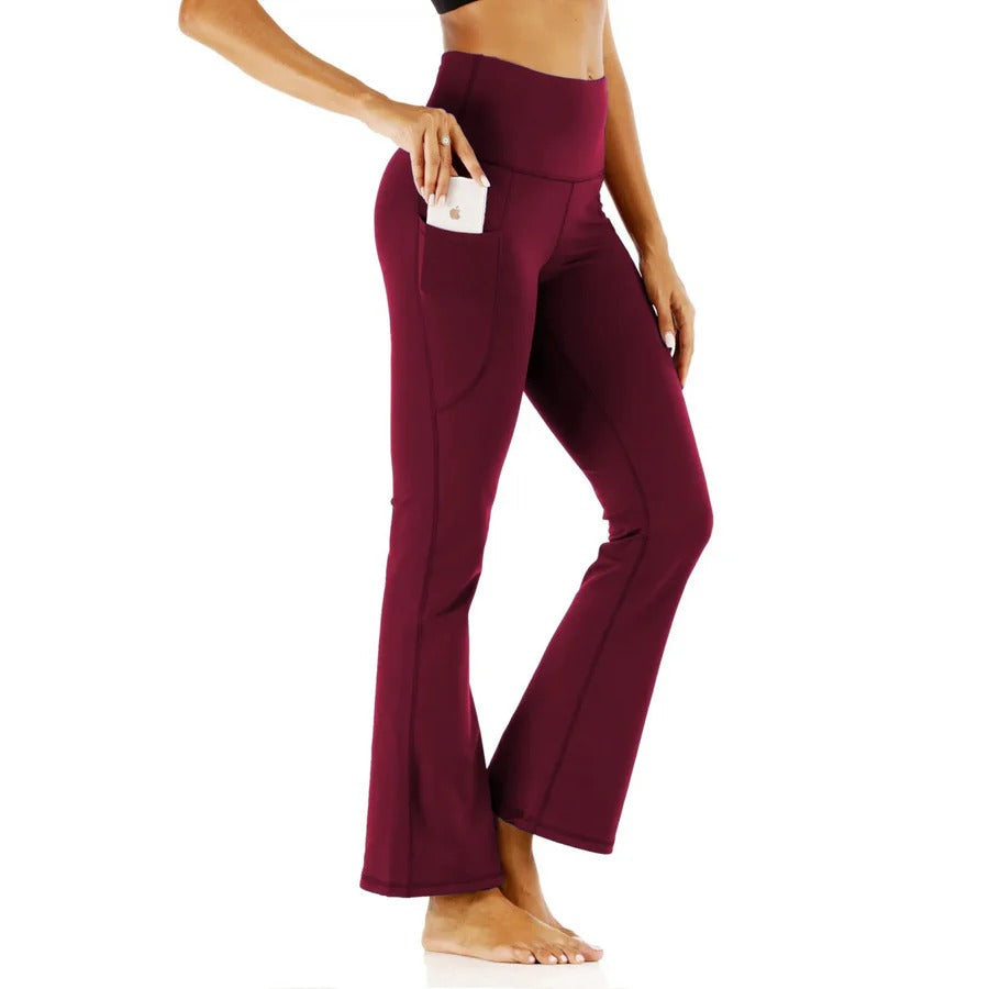 Fit Women's High Waisted Flare Pants with Pockets