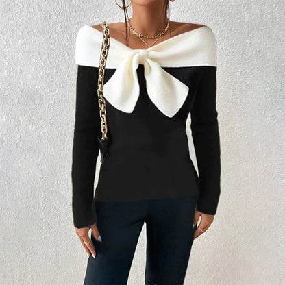 Stylish Women's Black Off Shoulder Sweater - VogeLuxe