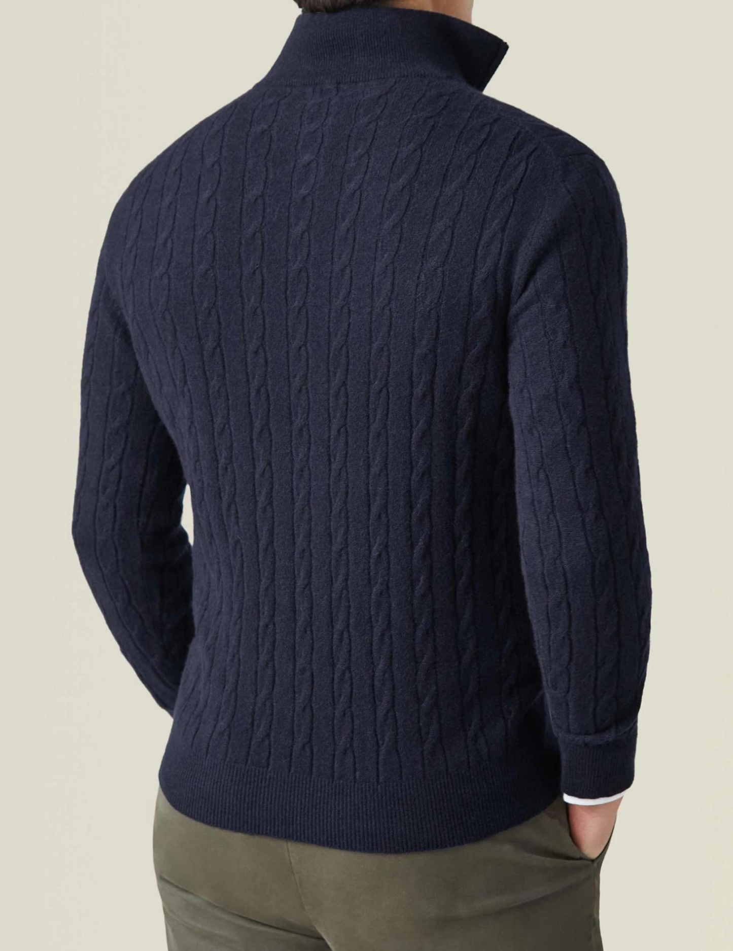 VogeLuxe | Men’s Cable Knit Quarter Zip Slim Fit Sweater
