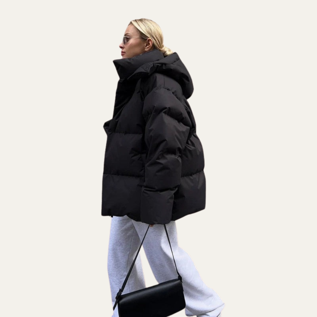 VogeLuxe | Women’s Oversized High-Neck Cropped Puffer Jacket