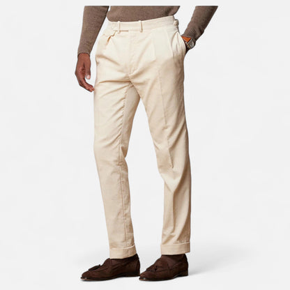 Slim Fit White Cotton Dress Pants