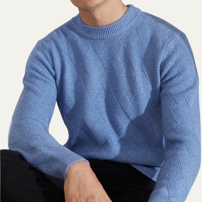 VogeLuxe | Men’s Textured Crewneck Layered Knit Sweater