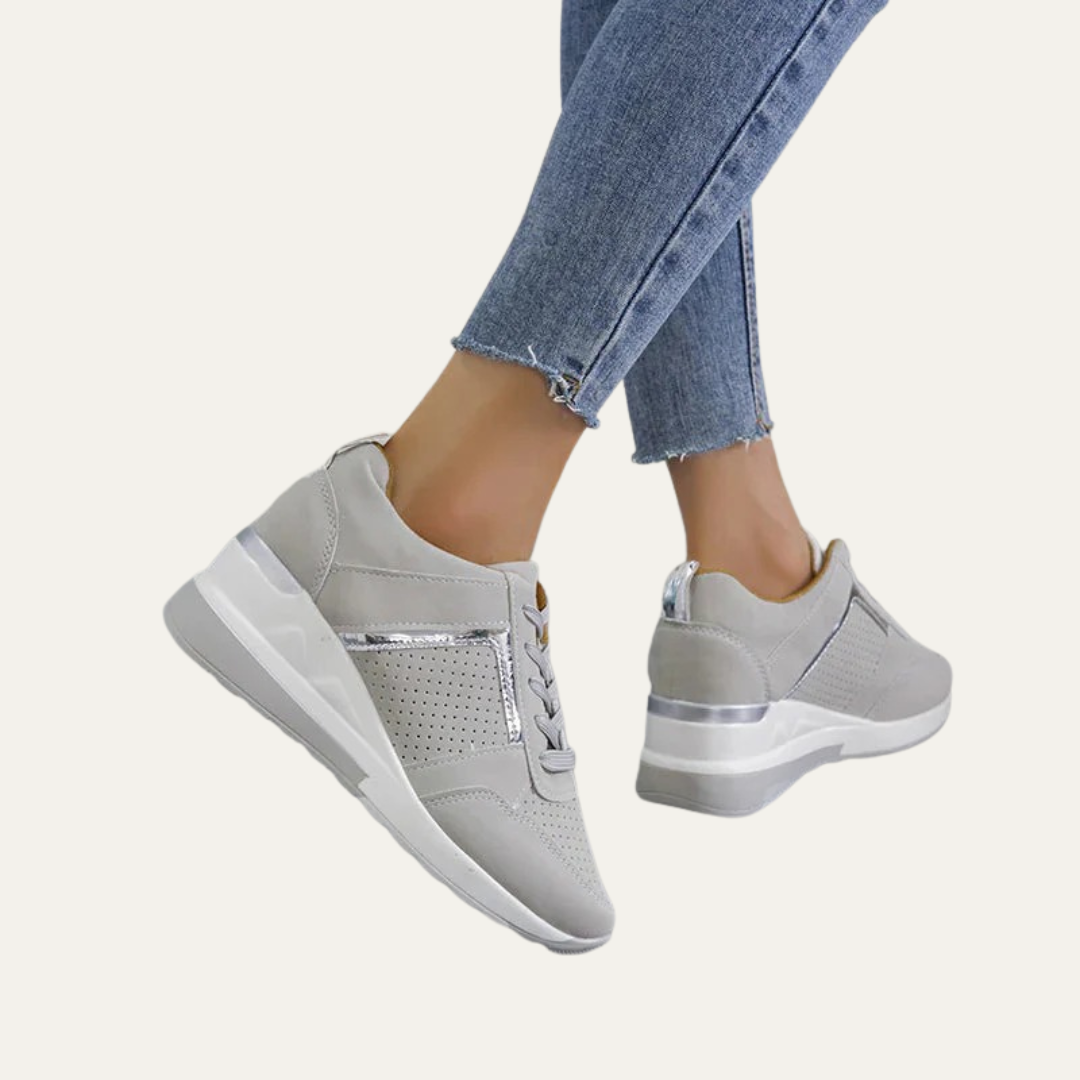 VogeLuxe | Women’s Platform Wedge Sneakers with Metallic Accents