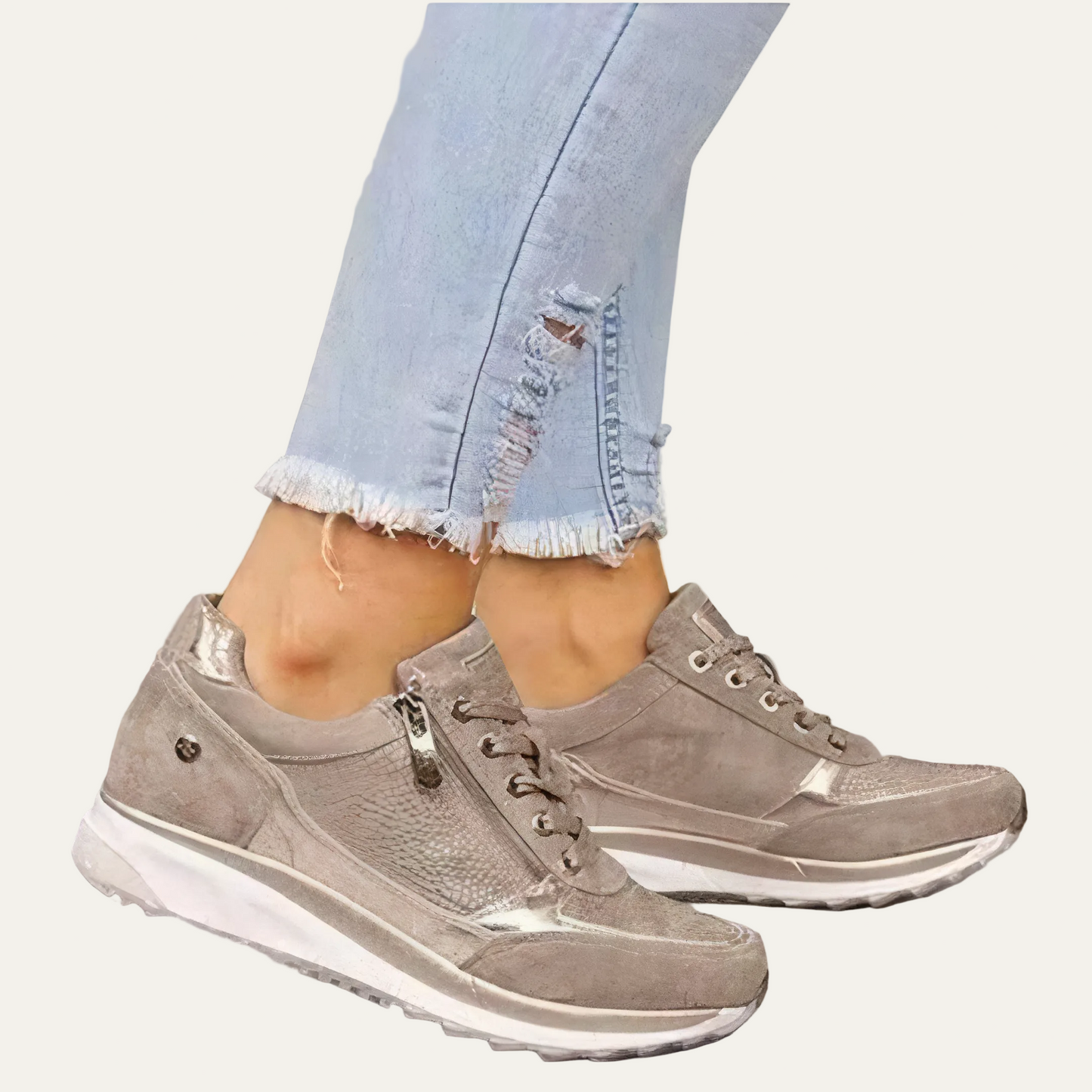 VogeLuxe | Women’s Suede Look Wedge Sneaker with Mixed Textures