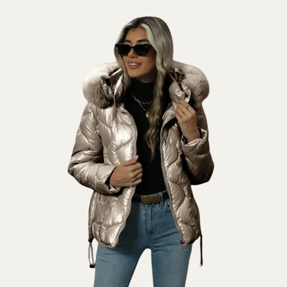 VogeLuxe | Women’s Metallic Quilted Puffer Jacket