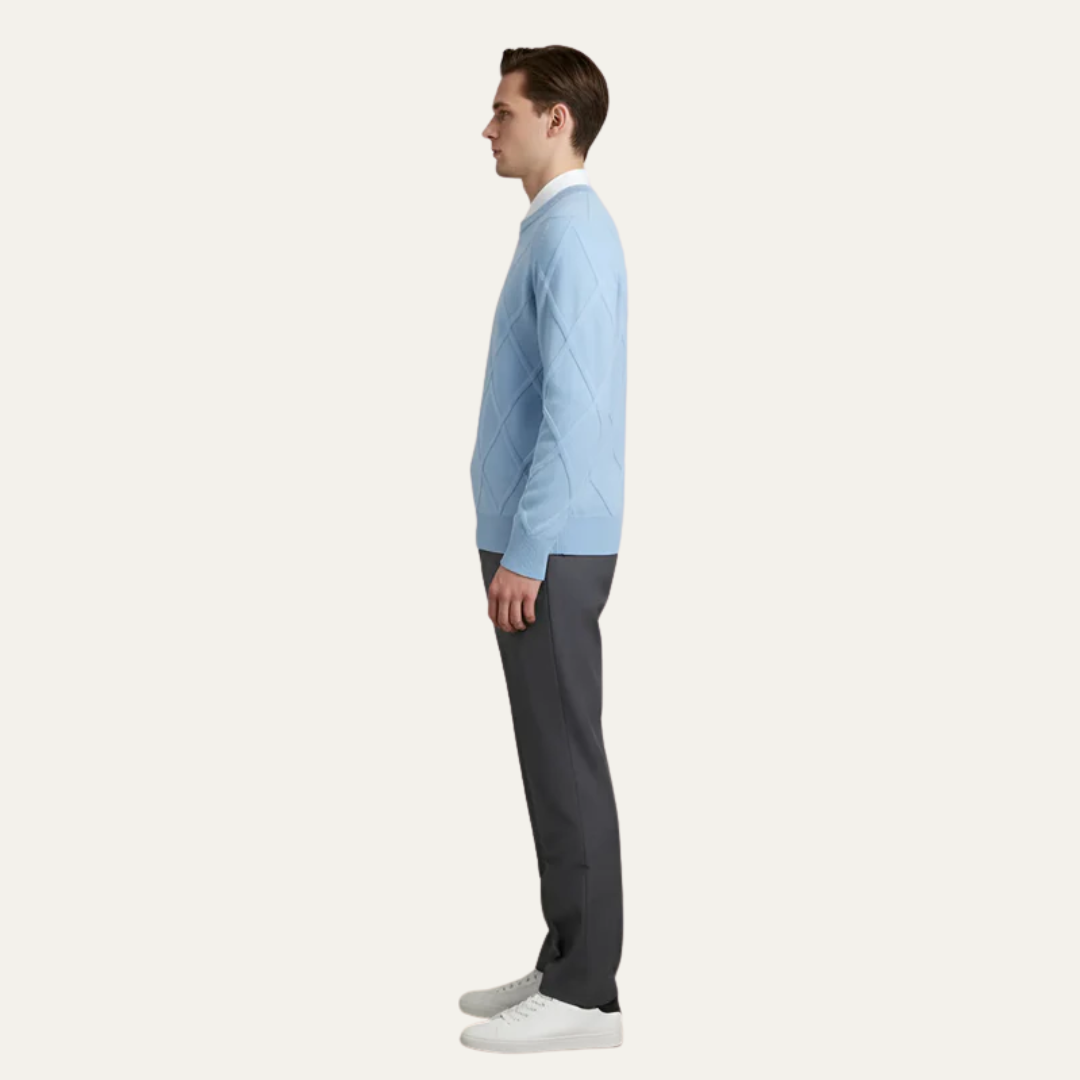 VogeLuxe | Men’s Diamond Knit Round Neck Sweater