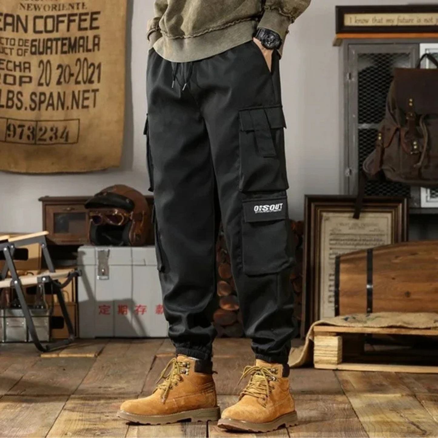 Relaxed Fit Cargo Pants with Elastic Waistband